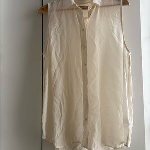 Everlane Sleeveless Button-Front Ivory Blouse